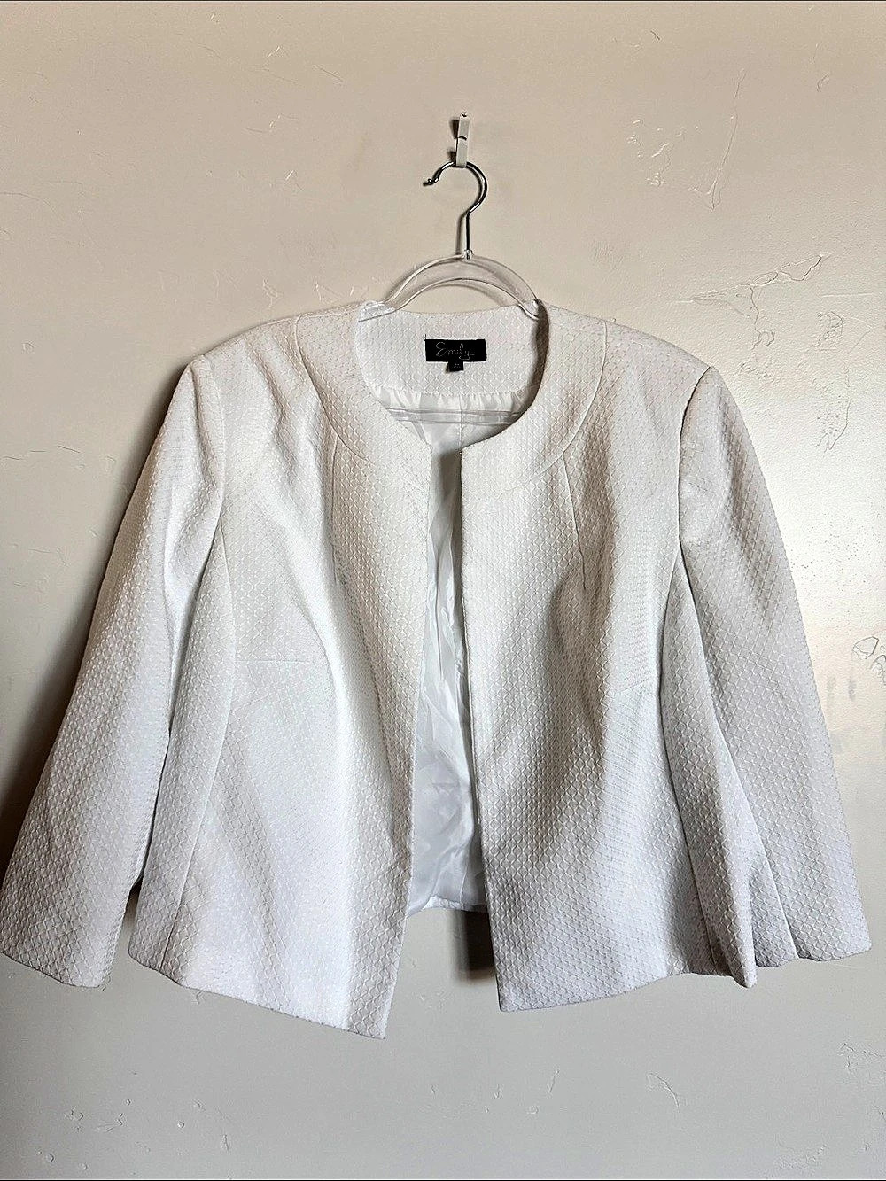 White Textured Blazer Suit Jacket